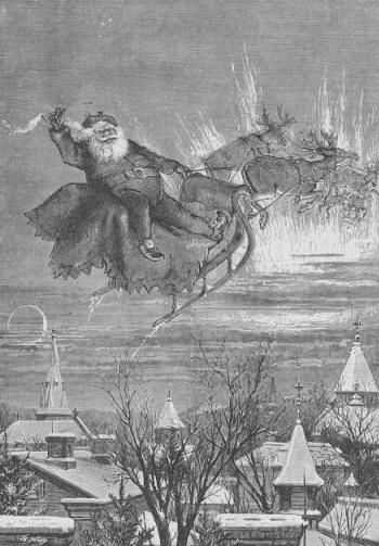 Santa and Reindeer, Thomas Nast, 1879